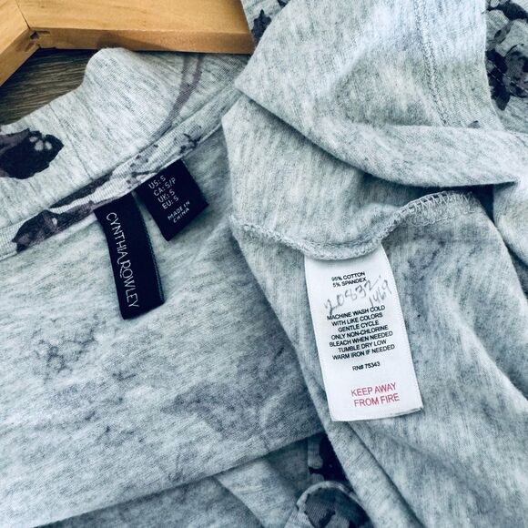 Cynthia Rowley Gray Floral Cotton Lounge Bath Robe S - Picture 5 of 5